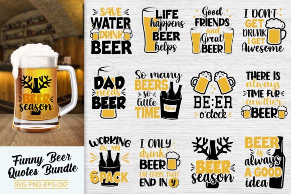 Enhance Your Blog with Funny Beer Quotes Bundle Svg, Graphics