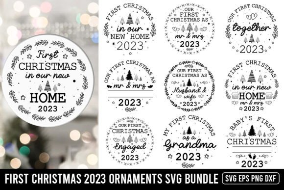 First Christmas 2023 Ornament SVG Bundle for Graphics and Crafts