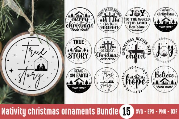 Nativity Christmas Ornaments SVG Bundle for Crafts & Graphics